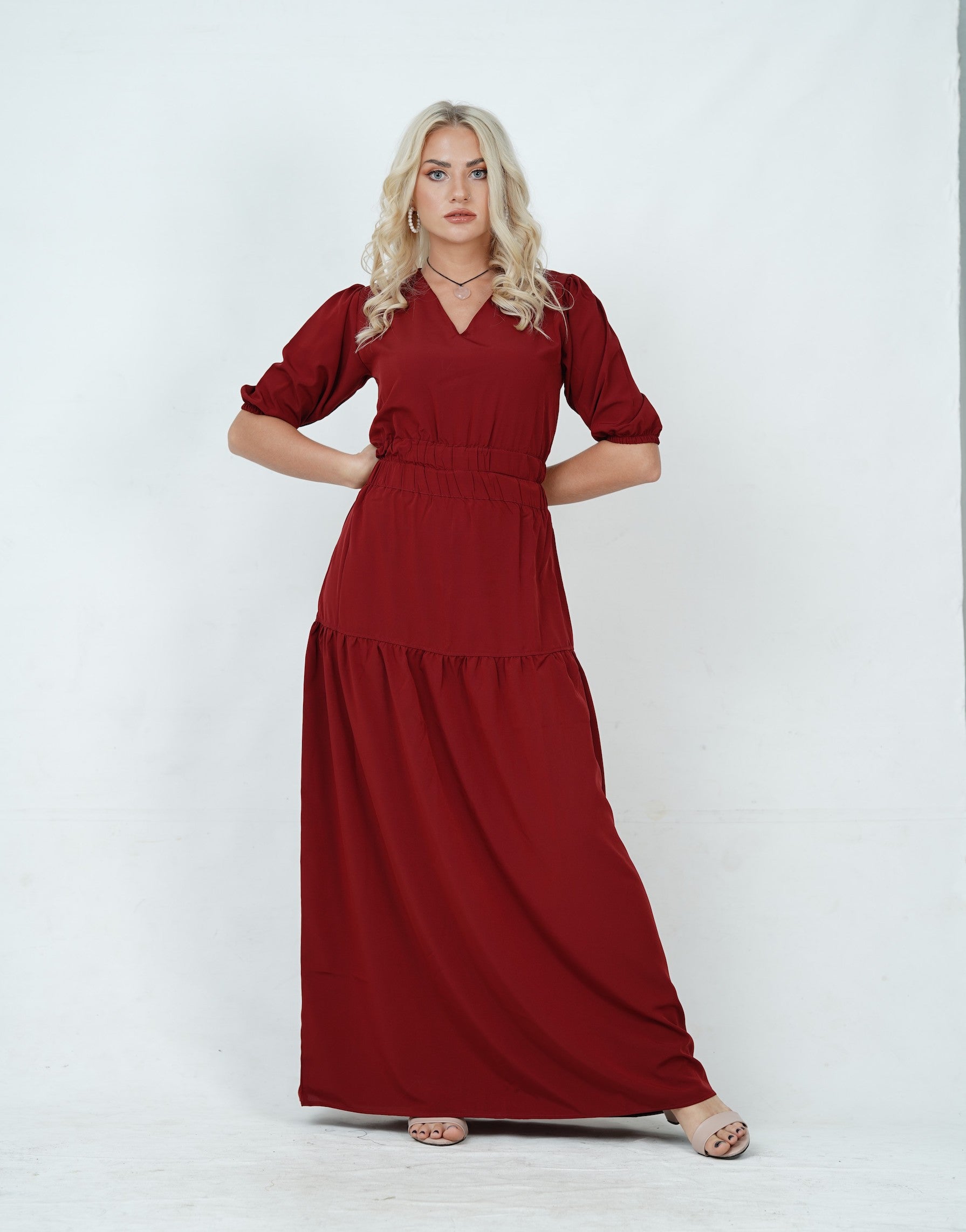 Ruffle Hem Maxi Smock Dress