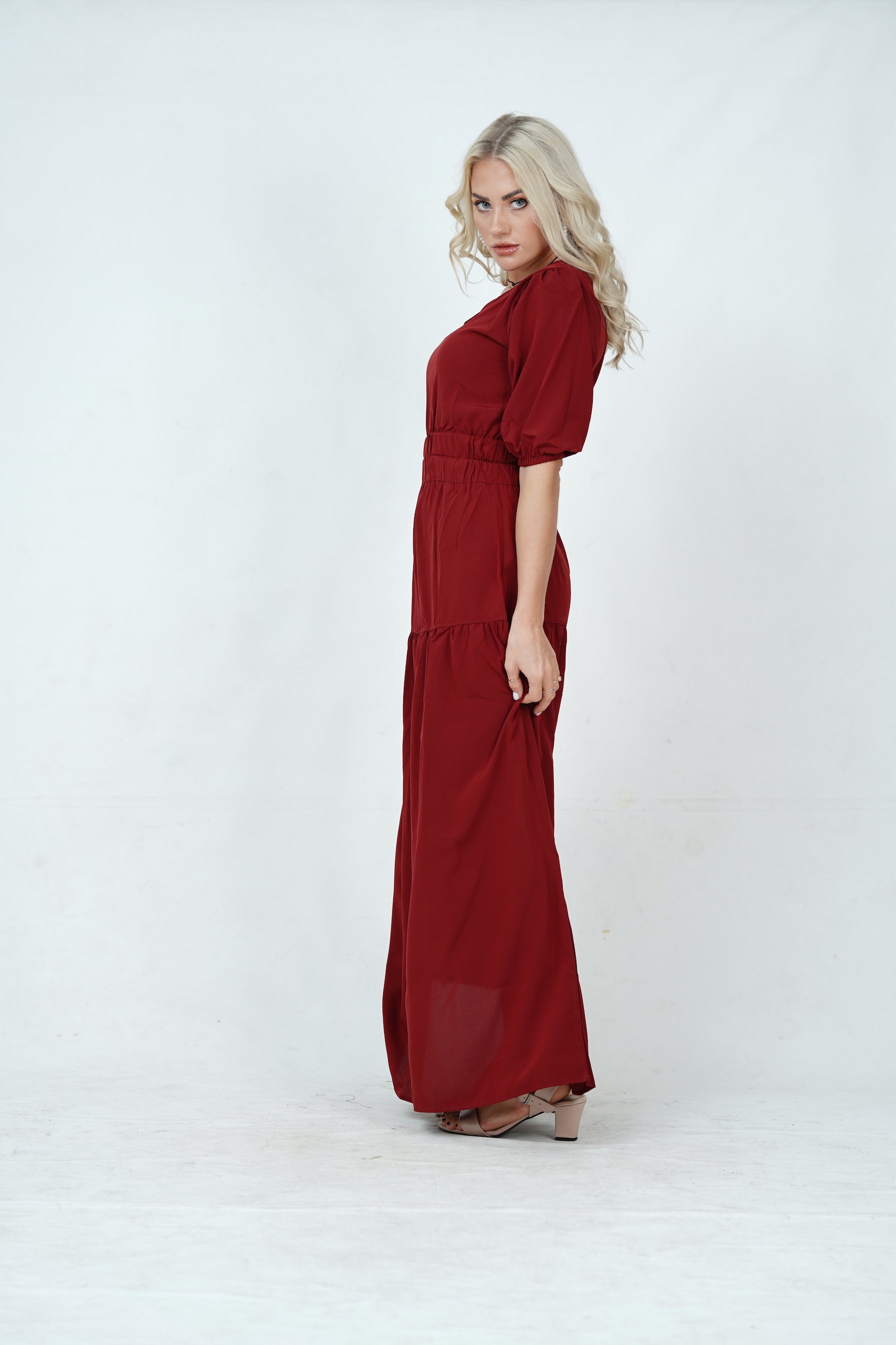 Ruffle Hem Maxi Smock Dress